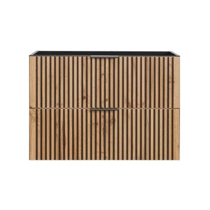 COMAD XILO BLACK WOTAN 82-80-D-2S - XILO bathroom vanity unit 57x80,2 cm in black/Wotan oak