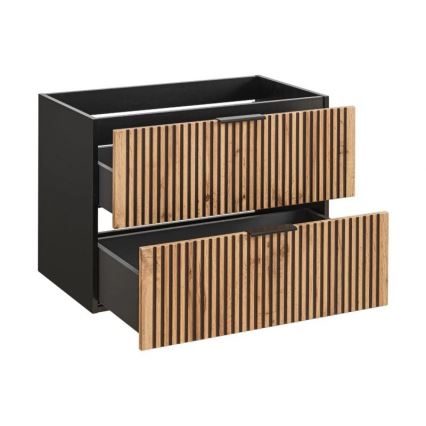 COMAD XILO BLACK WOTAN 82-80-D-2S - XILO bathroom vanity unit 57x80,2 cm in black/Wotan oak
