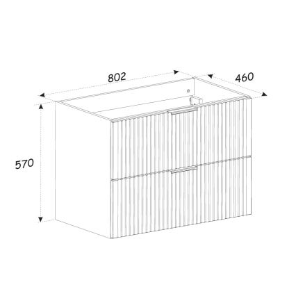 COMAD XILO BLACK WOTAN 82-80-D-2S - XILO bathroom vanity unit 57x80,2 cm in black/Wotan oak