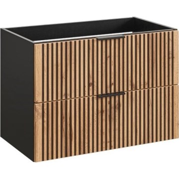 COMAD XILO BLACK WOTAN 82-80-D-2S - XILO bathroom vanity unit 57x80,2 cm in black/Wotan oak
