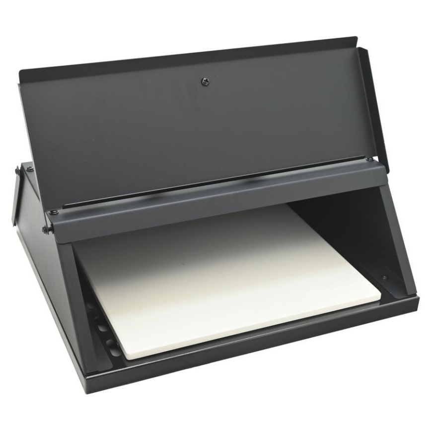 Compact pizza oven with door and built-in thermometer, 40 x 35.5 x 21 cm, black
