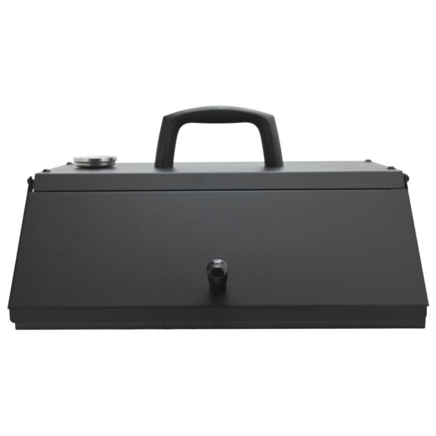 Compact pizza oven with door and built-in thermometer, 40 x 35.5 x 21 cm, black