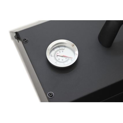 Compact pizza oven with door and built-in thermometer, 40 x 35.5 x 21 cm, black
