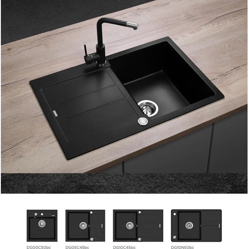 Concept BDG4327BC - 27.3 cm Granite Black Kitchen Faucet
