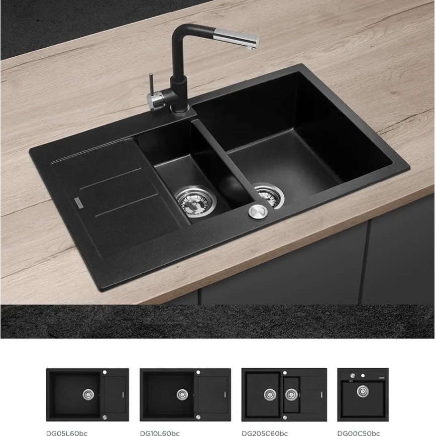 Concept BDG4527BC - Kitchen faucet with pull-out sprayer 26,9 cm granite/black