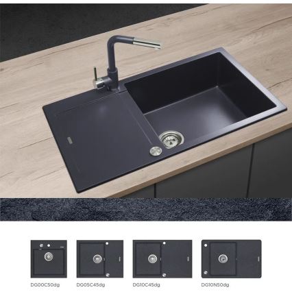 Concept BDG4527DG - Kitchen faucet with pull-out sprayer 26.9 cm granite/dark gray