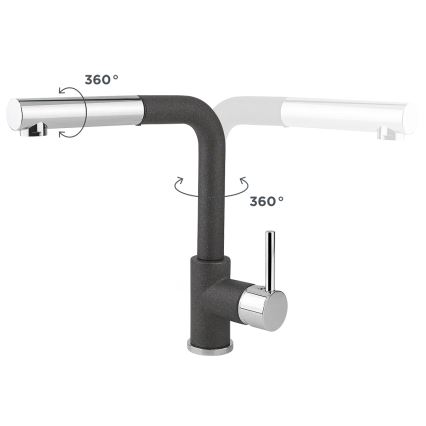 Concept BDG4527DG - Kitchen faucet with pull-out sprayer 26.9 cm granite/dark gray