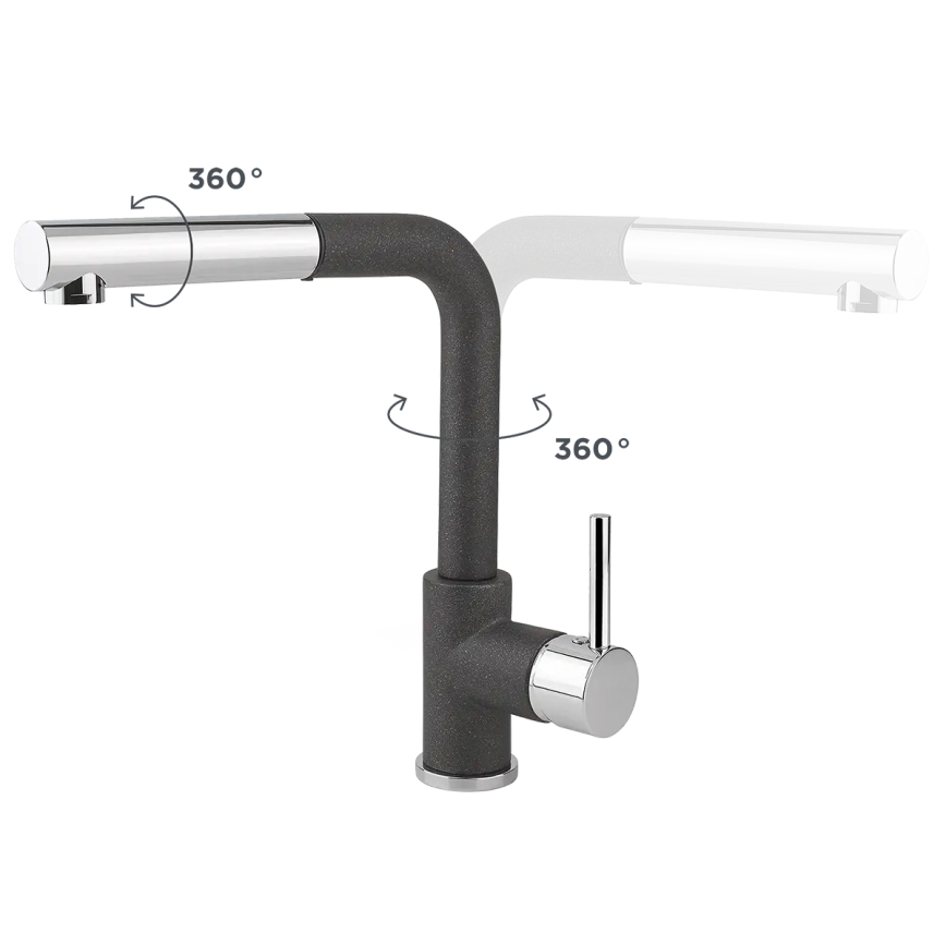 Concept BDG4527DG - Kitchen faucet with pull-out sprayer 26.9 cm granite/dark gray