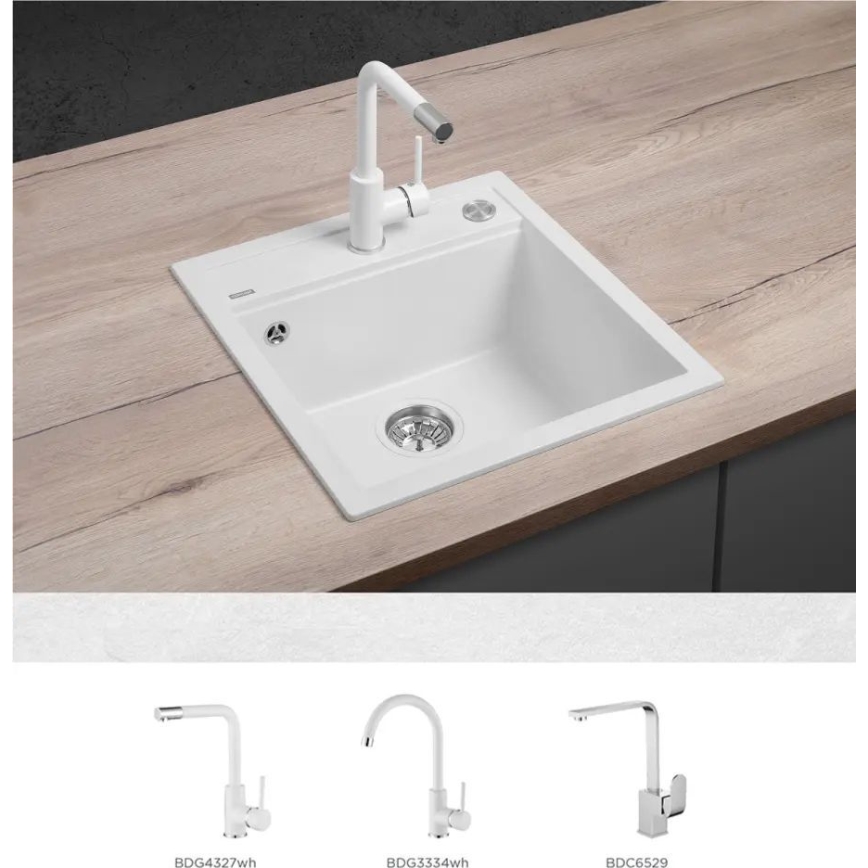 Concept DG00C50WH - CUBIS kitchen sink 49x51 cm granite/white