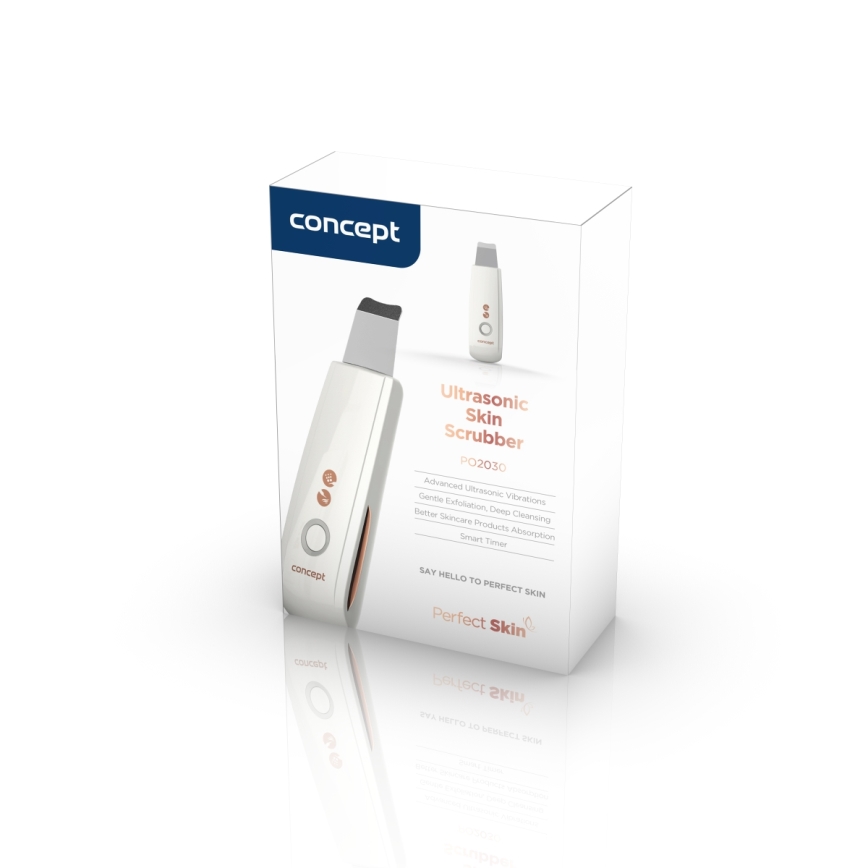 Concept PO2030 - Cosmetic ultrasonic spatula PERFECT SKIN 2,5W/5V USB 600 mAh white
