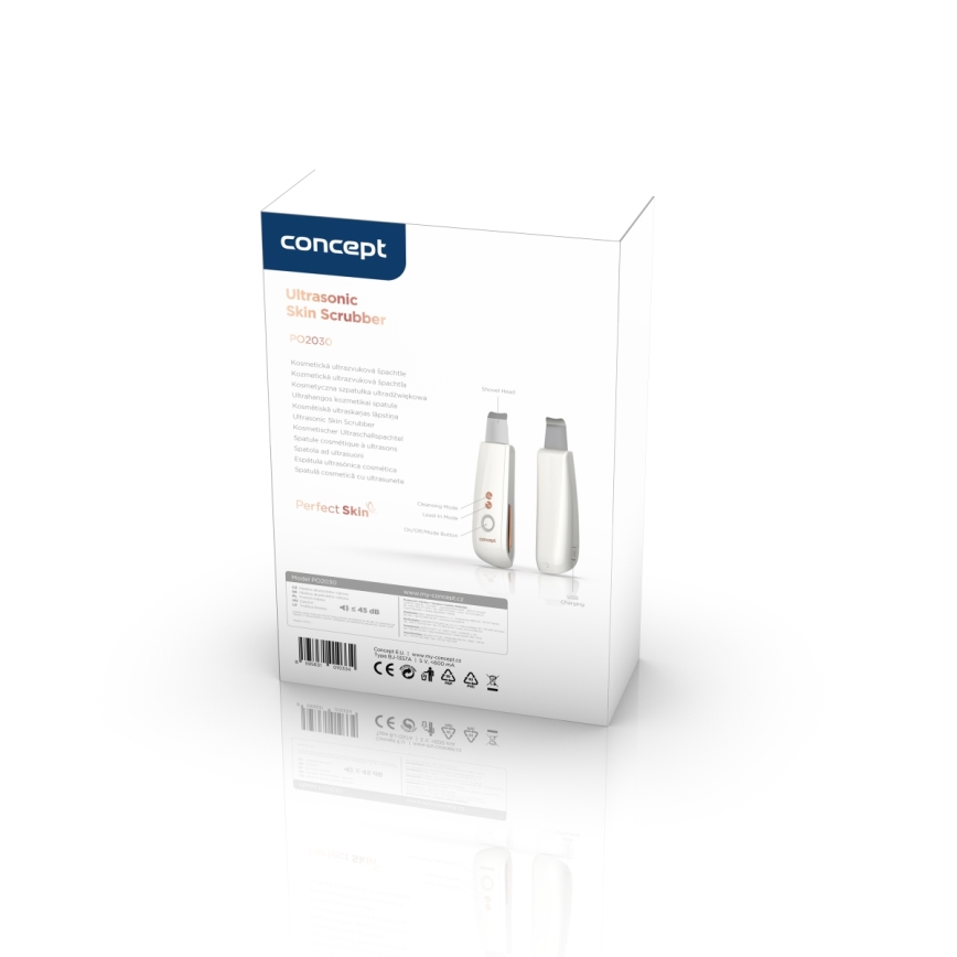 Concept PO2030 - Cosmetic ultrasonic spatula PERFECT SKIN 2,5W/5V USB 600 mAh white