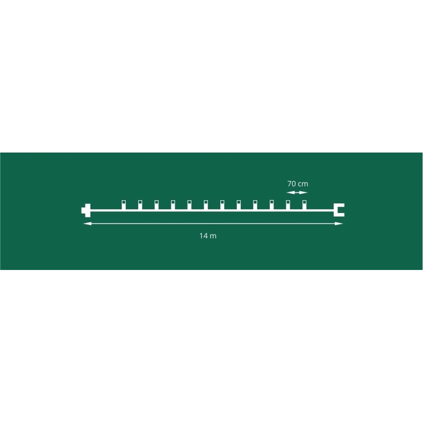 LED outdoor extension string lights CONE FILAMENT 20xE10 14m multicolor/warm white IP44, Made in the EU