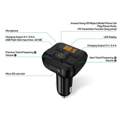 CONNECT IT CCC-8600-BK - FM car transmitter with hands-free function black