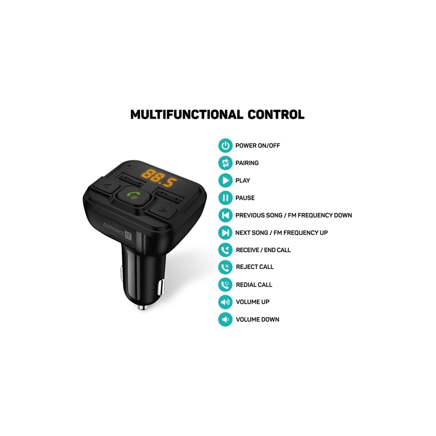 CONNECT IT CCC-8600-BK - FM car transmitter with hands-free function black