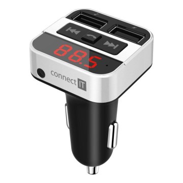 CONNECT IT CCC-8800-SL - FM car transmitter with hands-free function black/silver
