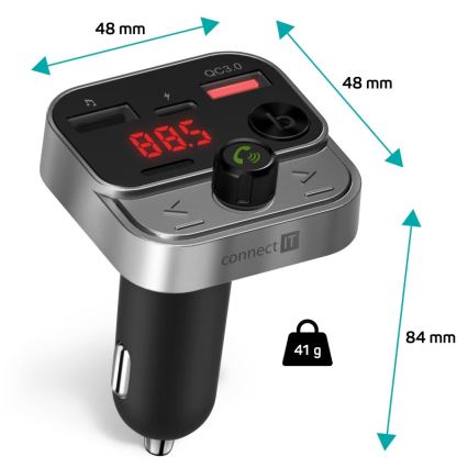 CONNECT IT CCC-8900-AN - FM car transmitter with hands-free function black/silver