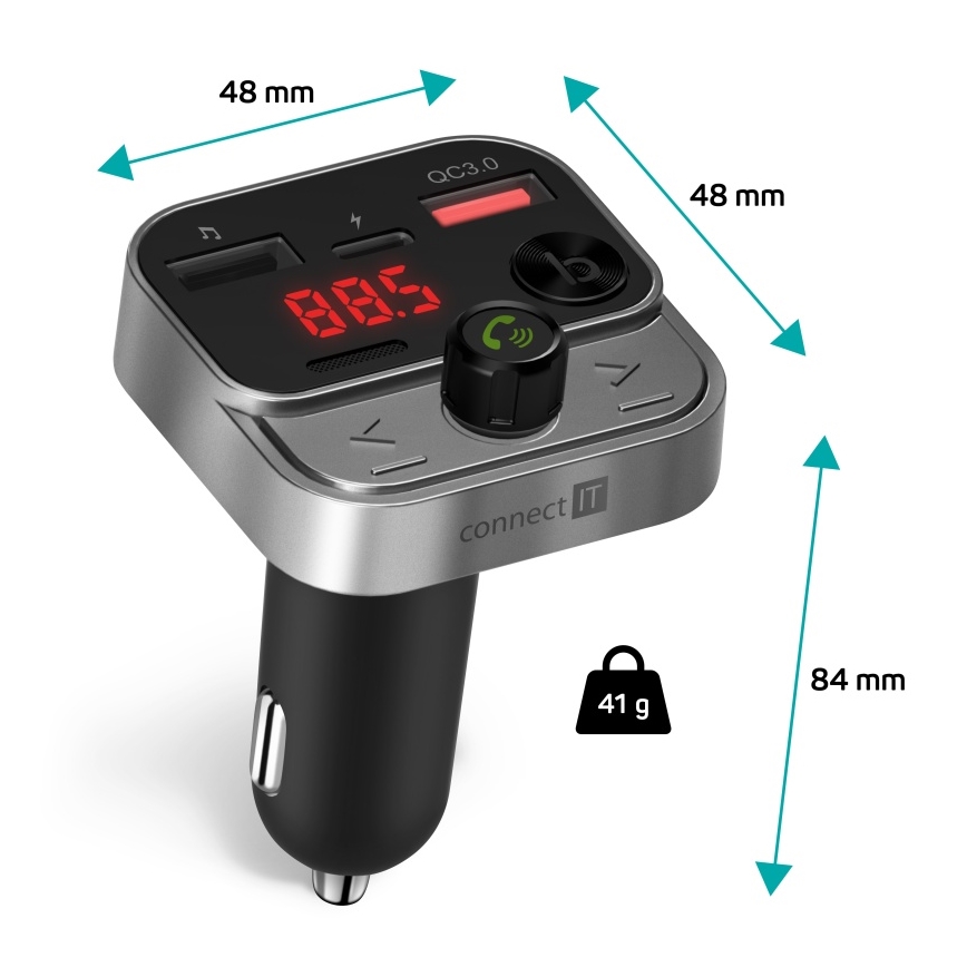 CONNECT IT CCC-8900-AN - FM car transmitter with hands-free function black/silver