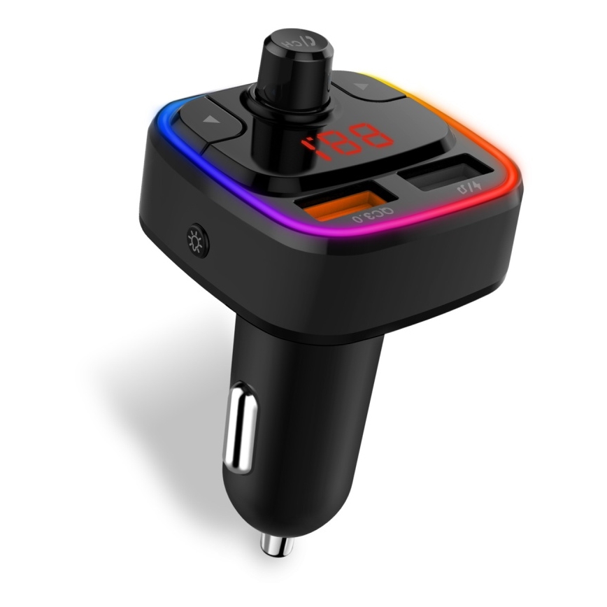 CONNECT IT CCC-9090-BK - LED RGB FM car transmitter with hands-free function black