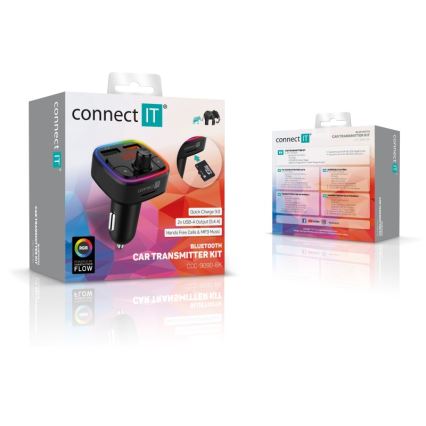 CONNECT IT CCC-9090-BK - LED RGB FM car transmitter with hands-free function black