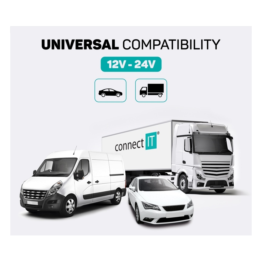 CONNECT IT CCC-9090-SL - LED RGB FM car transmitter with hands-free function black/silver