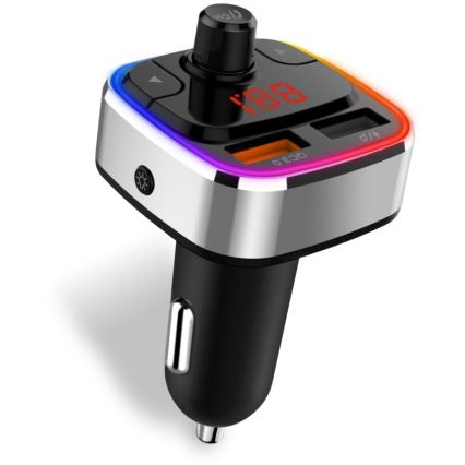 CONNECT IT CCC-9090-SL - LED RGB FM car transmitter with hands-free function black/silver