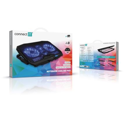 CONNECT IT CCP-2200-BK - Cooling pad for laptop 4x fan 2xUSB black//blue