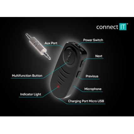 CONNECT IT CFF-4050-BK - Bluetooth audio receiver AUX 110 mAh