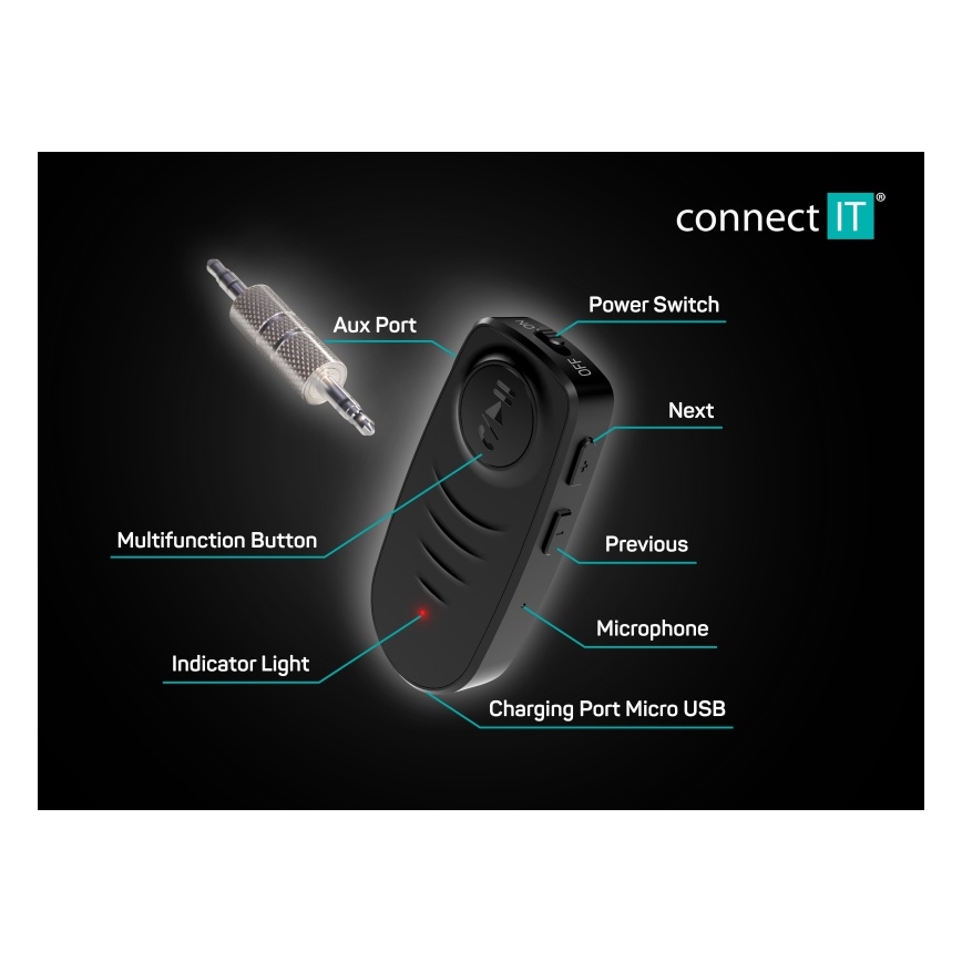 CONNECT IT CFF-4050-BK - Bluetooth audio receiver AUX 110 mAh