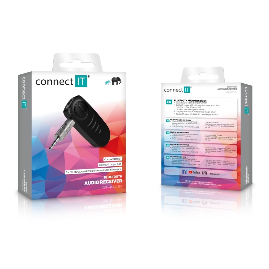 CONNECT IT CFF-4050-BK - Bluetooth audio receiver AUX 110 mAh