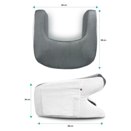 CONNECT IT CFH-1020-GY - ErgoWork Ergonomic Pillow for Reading and Working, Gray/White