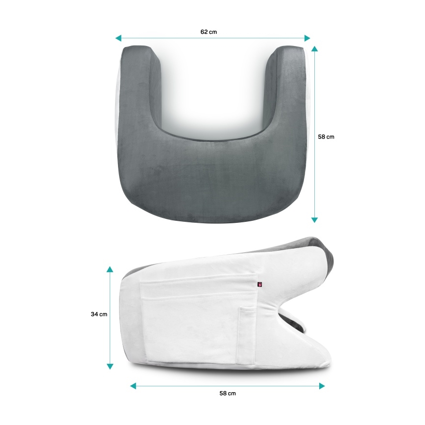 CONNECT IT CFH-1020-GY - ErgoWork Ergonomic Pillow for Reading and Working, Gray/White