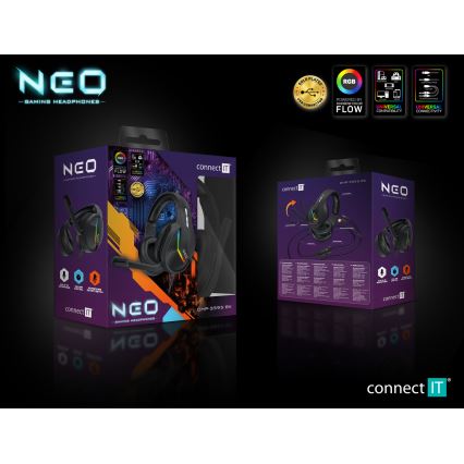 CONNECT IT CHP-3595-BK - LED RGB Wired gaming headphones with a microphone black