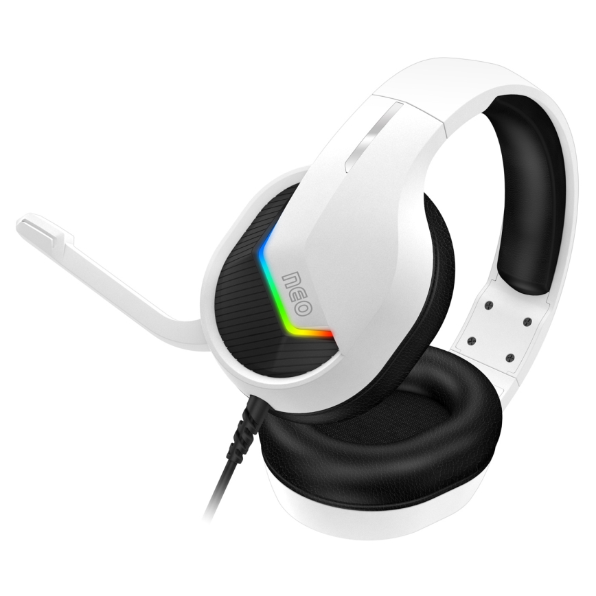 CONNECT IT CHP-3595-WH - LED RGB Wired gaming headphones with a microphone white/black