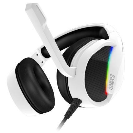 CONNECT IT CHP-3595-WH - LED RGB Wired gaming headphones with a microphone white/black