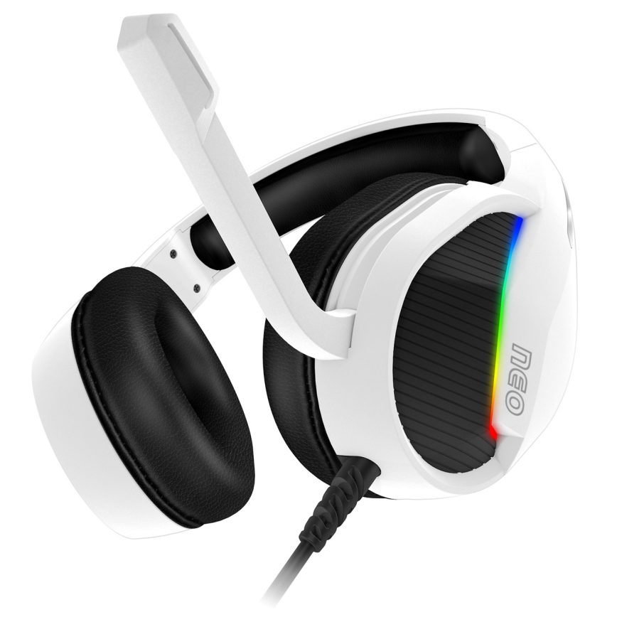 CONNECT IT CHP-3595-WH - LED RGB Wired gaming headphones with a microphone white/black