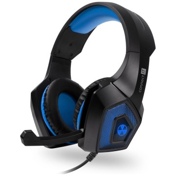 CONNECT IT CHP-5500-BL - LED Wired gaming headphones with a microphone black/blue