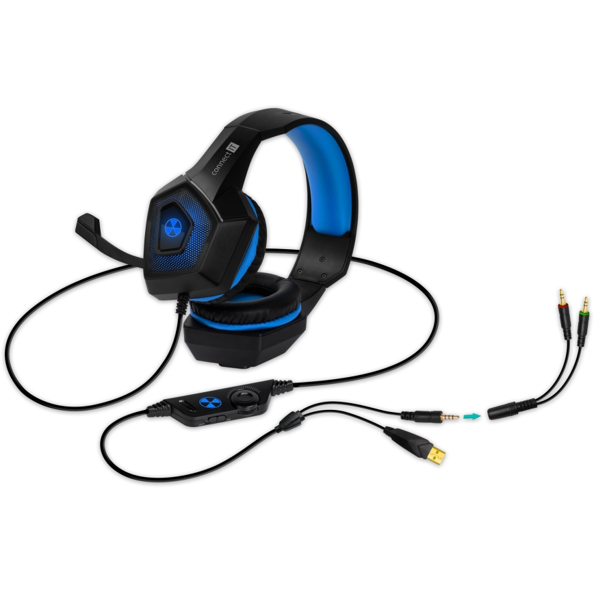 CONNECT IT CHP-5500-BL - LED Wired gaming headphones with a microphone black/blue