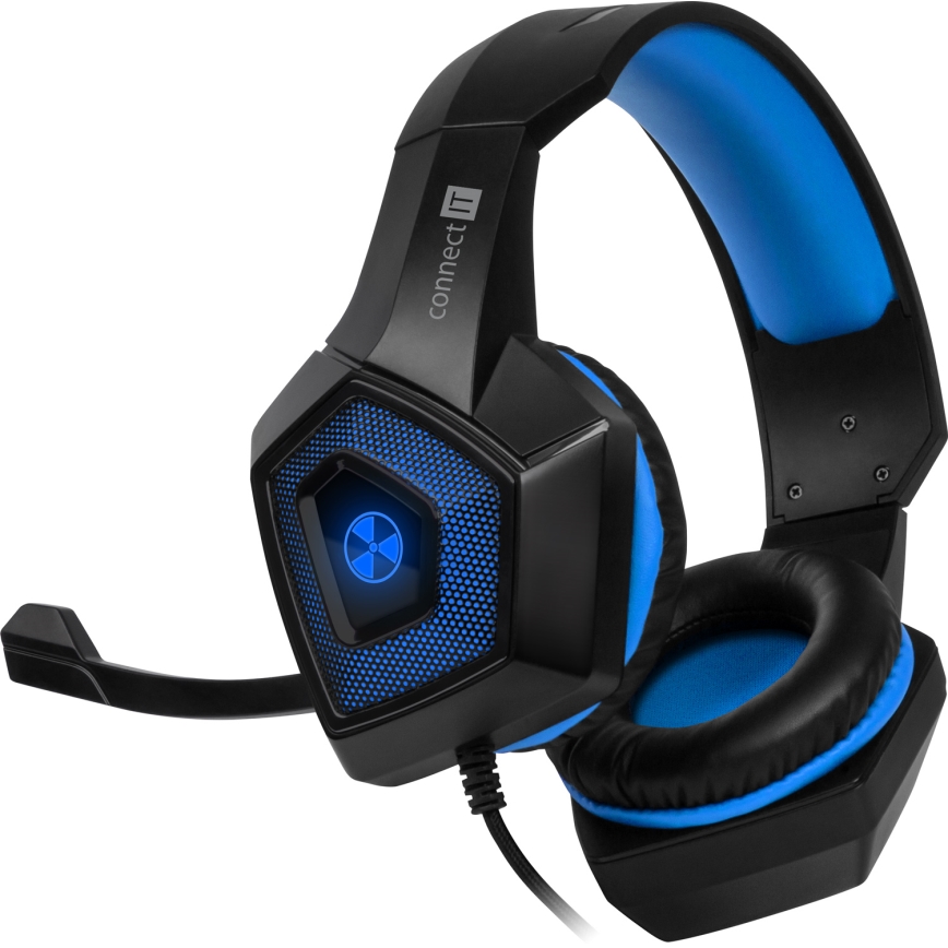 CONNECT IT CHP-5500-BL - LED Wired gaming headphones with a microphone black/blue