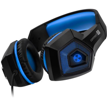 CONNECT IT CHP-5500-BL - LED Wired gaming headphones with a microphone black/blue