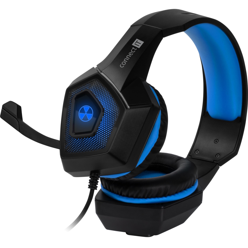 CONNECT IT CHP-5500-BL - LED Wired gaming headphones with a microphone black/blue