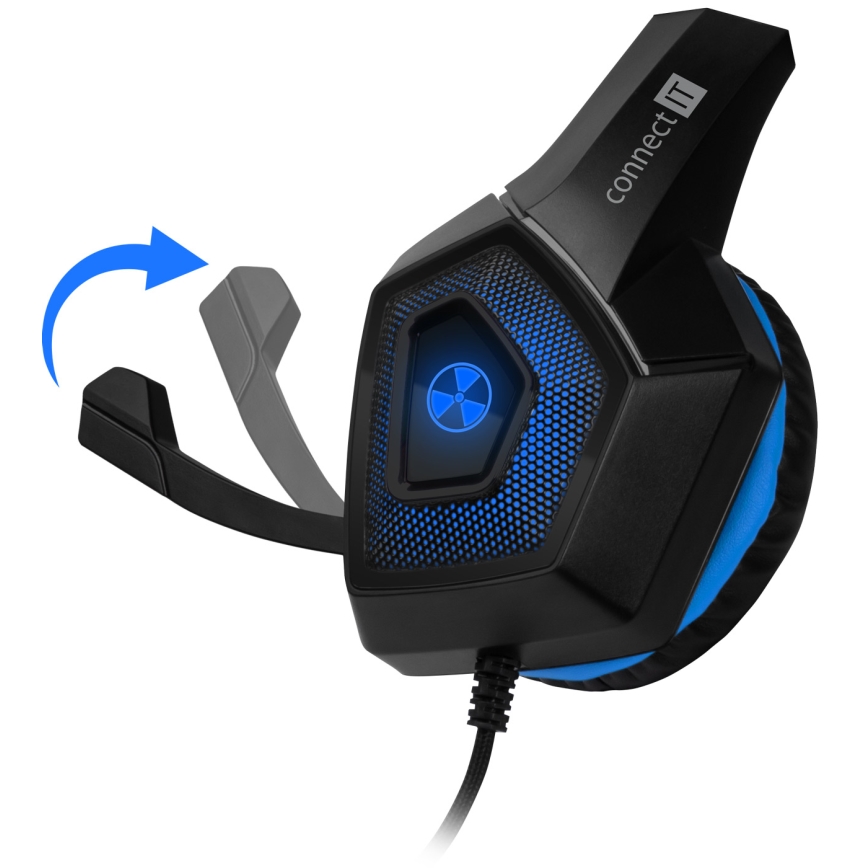 CONNECT IT CHP-5500-BL - LED Wired gaming headphones with a microphone black/blue