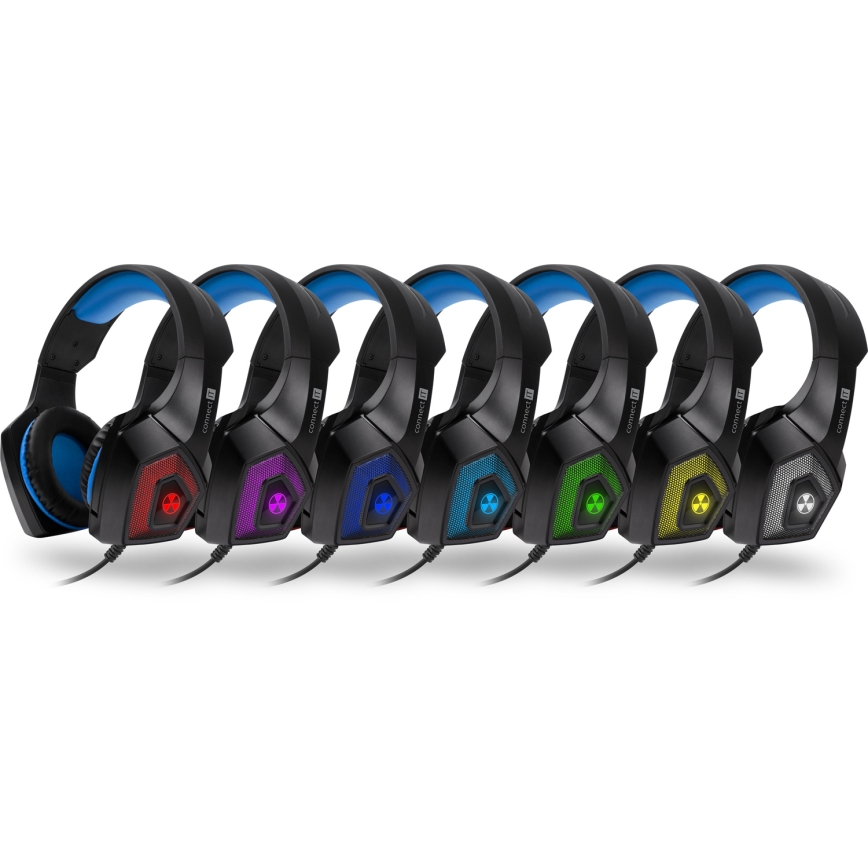 CONNECT IT CHP-5500-BL - LED Wired gaming headphones with a microphone black/blue