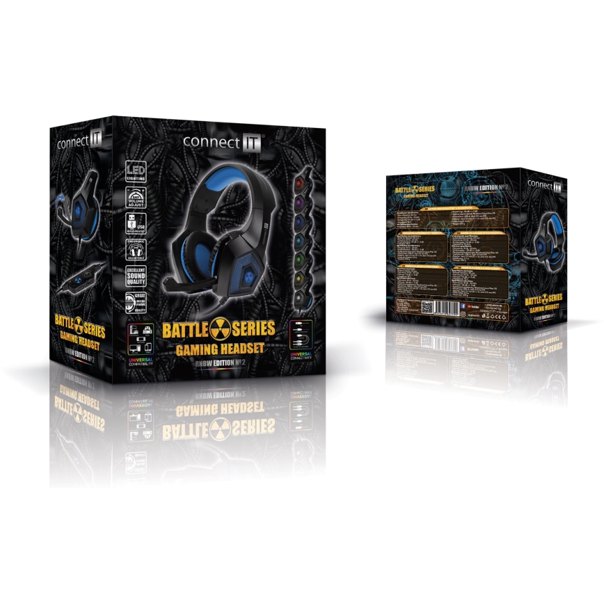 CONNECT IT CHP-5500-BL - LED Wired gaming headphones with a microphone black/blue