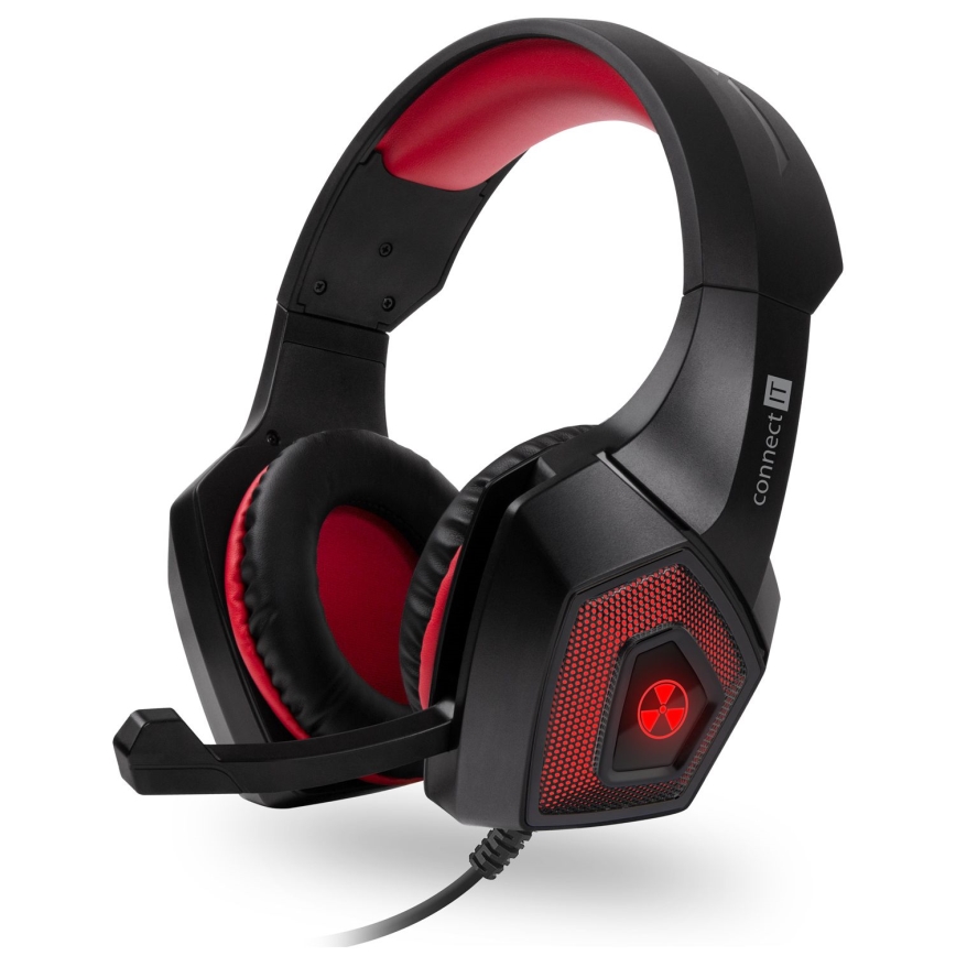 CONNECT IT CHP-5500-RD - LED Wired gaming headphones with a microphone black/red