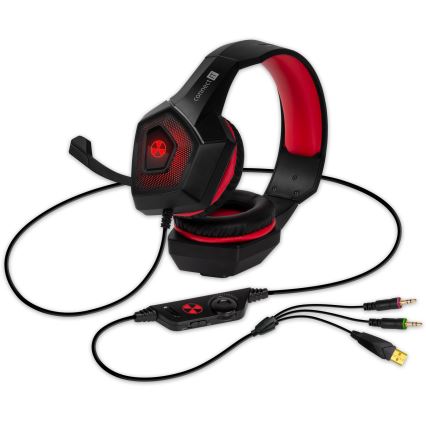 CONNECT IT CHP-5500-RD - LED Wired gaming headphones with a microphone black/red