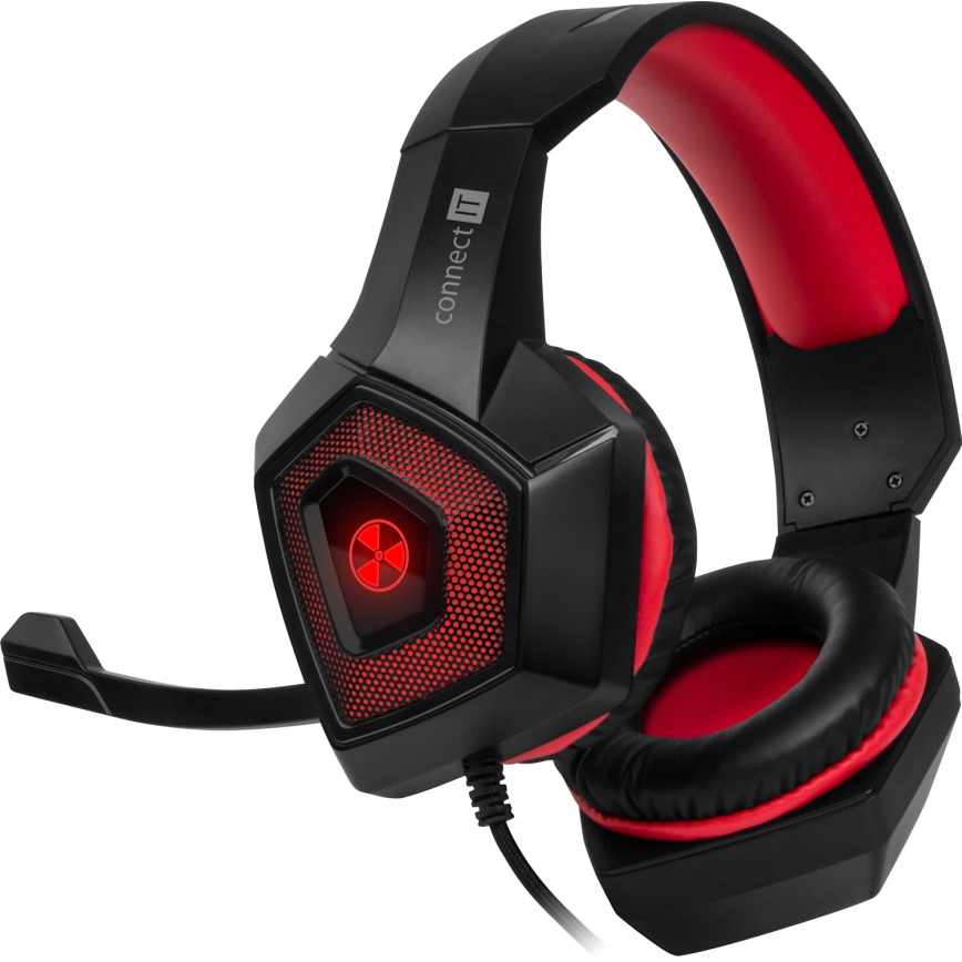 CONNECT IT CHP-5500-RD - LED Wired gaming headphones with a microphone black/red
