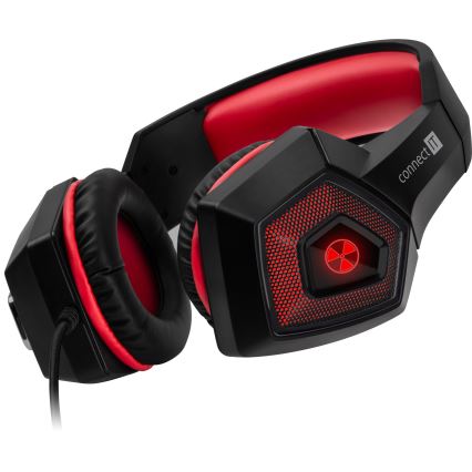 CONNECT IT CHP-5500-RD - LED Wired gaming headphones with a microphone black/red