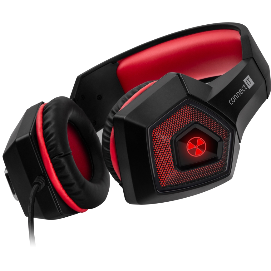 CONNECT IT CHP-5500-RD - LED Wired gaming headphones with a microphone black/red