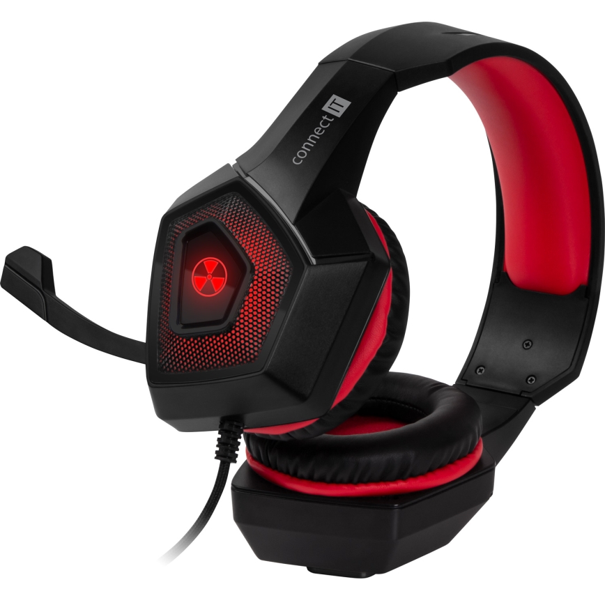 CONNECT IT CHP-5500-RD - LED Wired gaming headphones with a microphone black/red