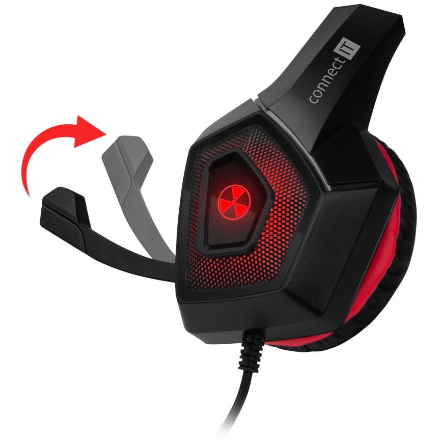 CONNECT IT CHP-5500-RD - LED Wired gaming headphones with a microphone black/red
